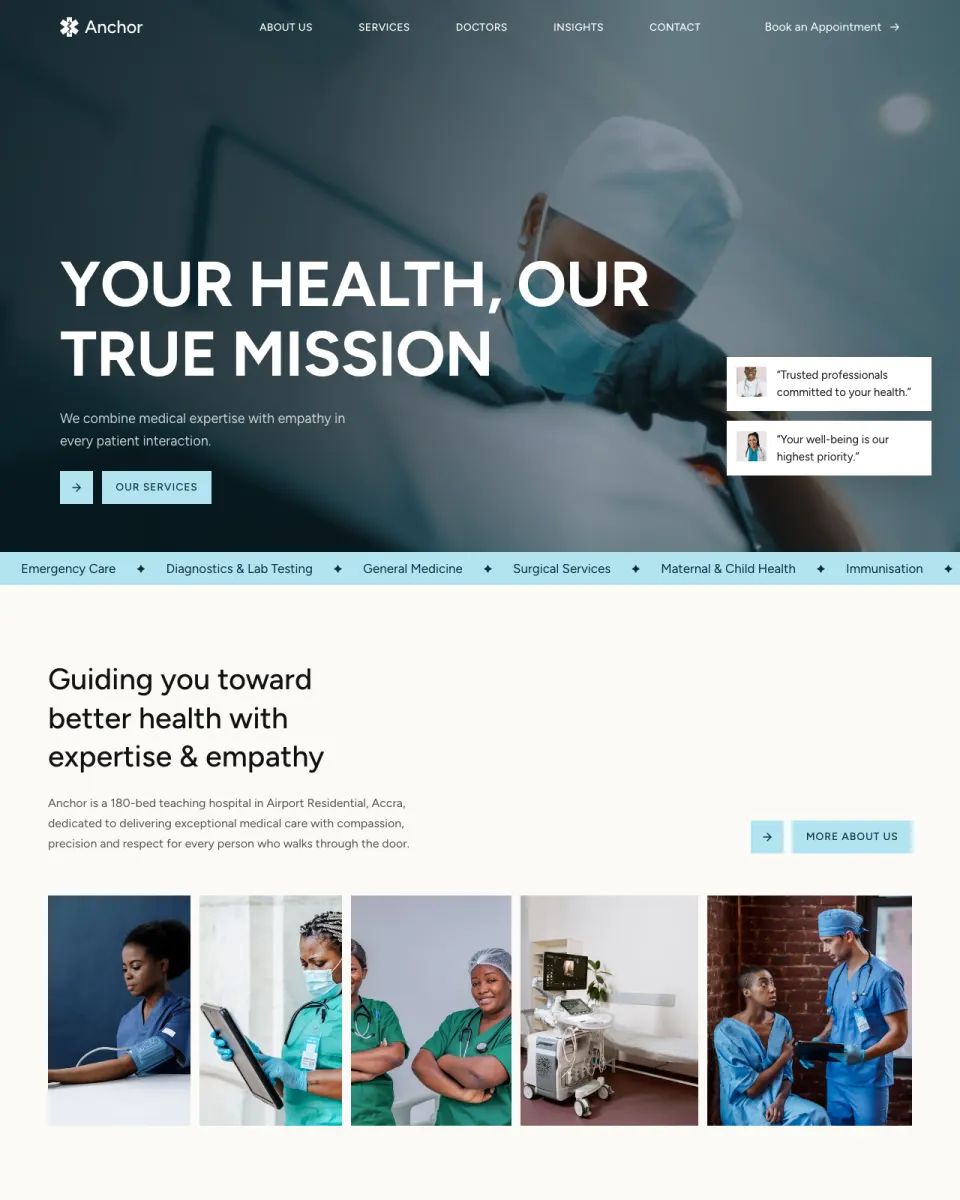 Anchor, a health & wellness website design