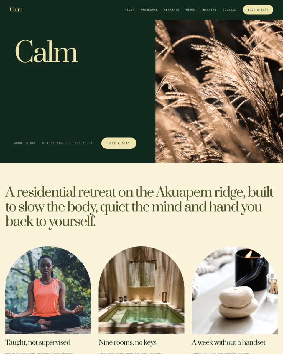 Calm, a services & trades website design