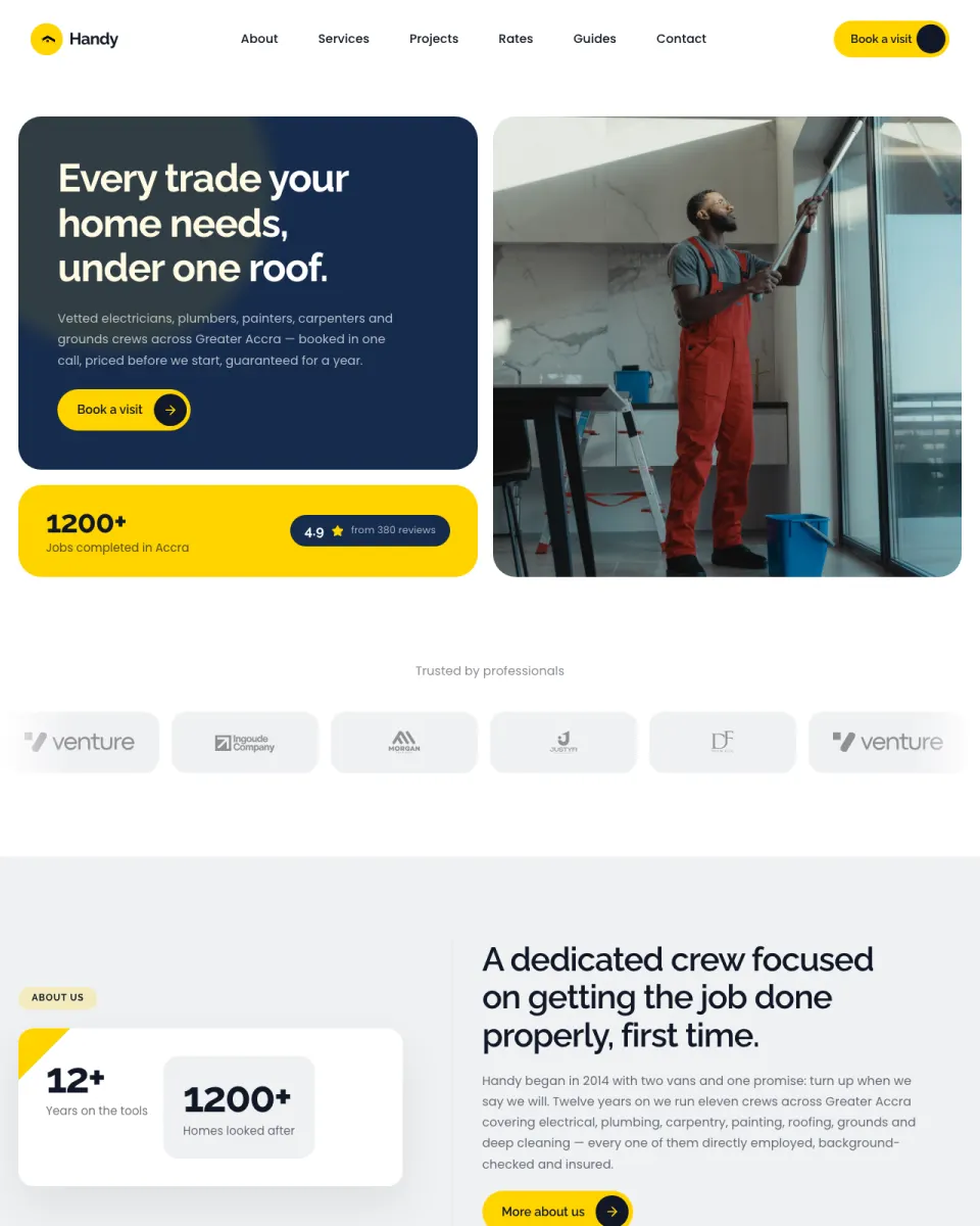 Handy, a services & trades website design