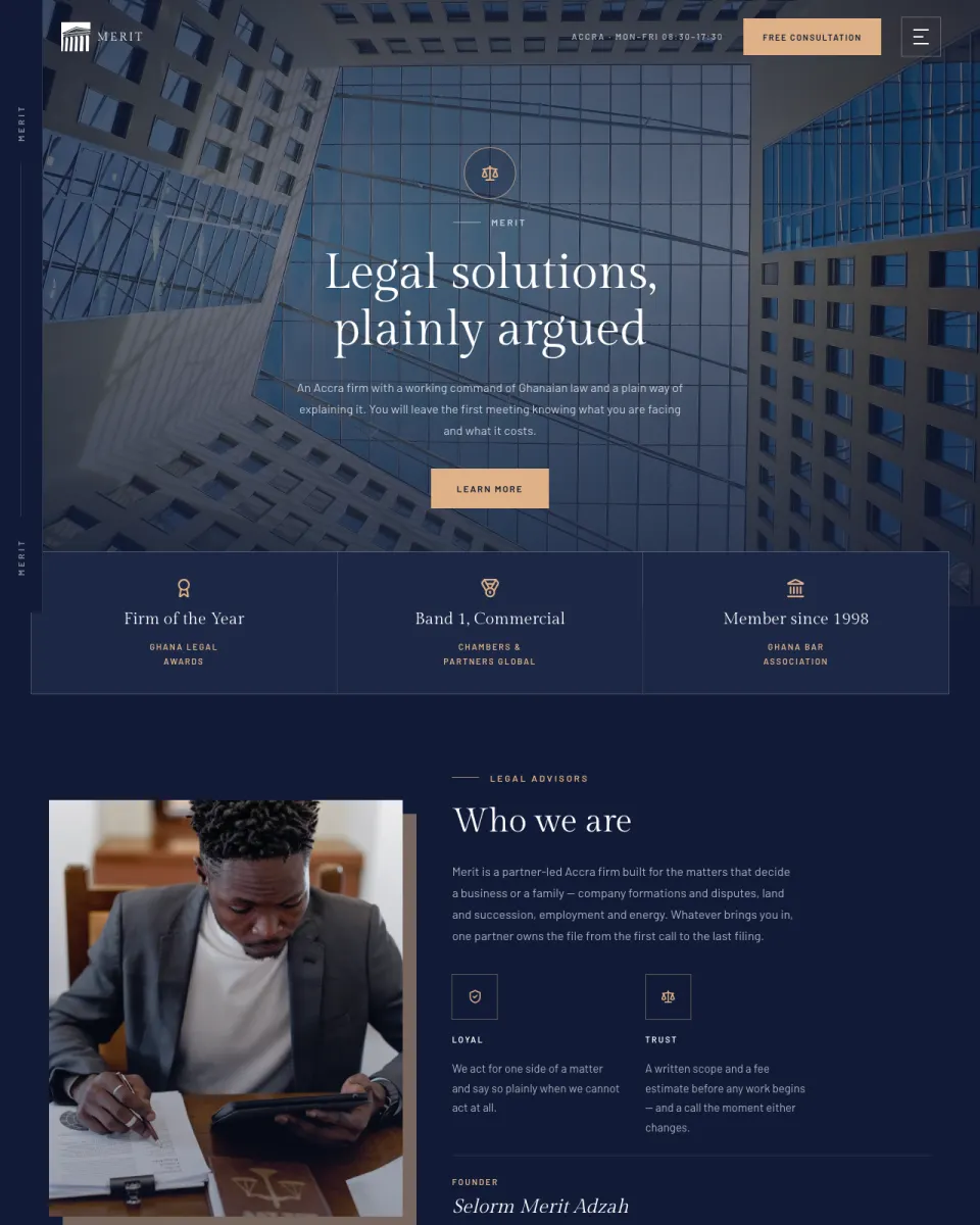 Merit, a professional website design