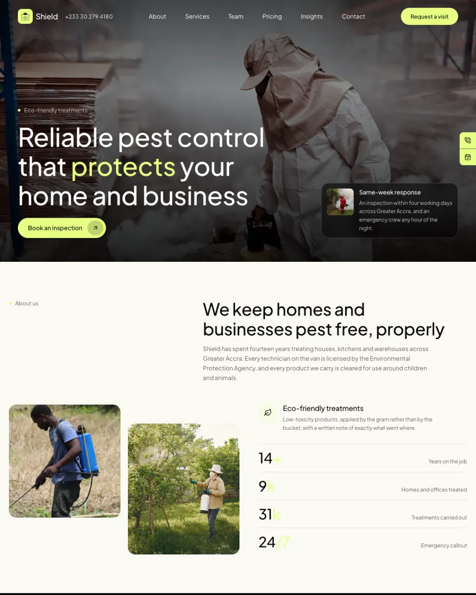 Shield, a services & trades website design