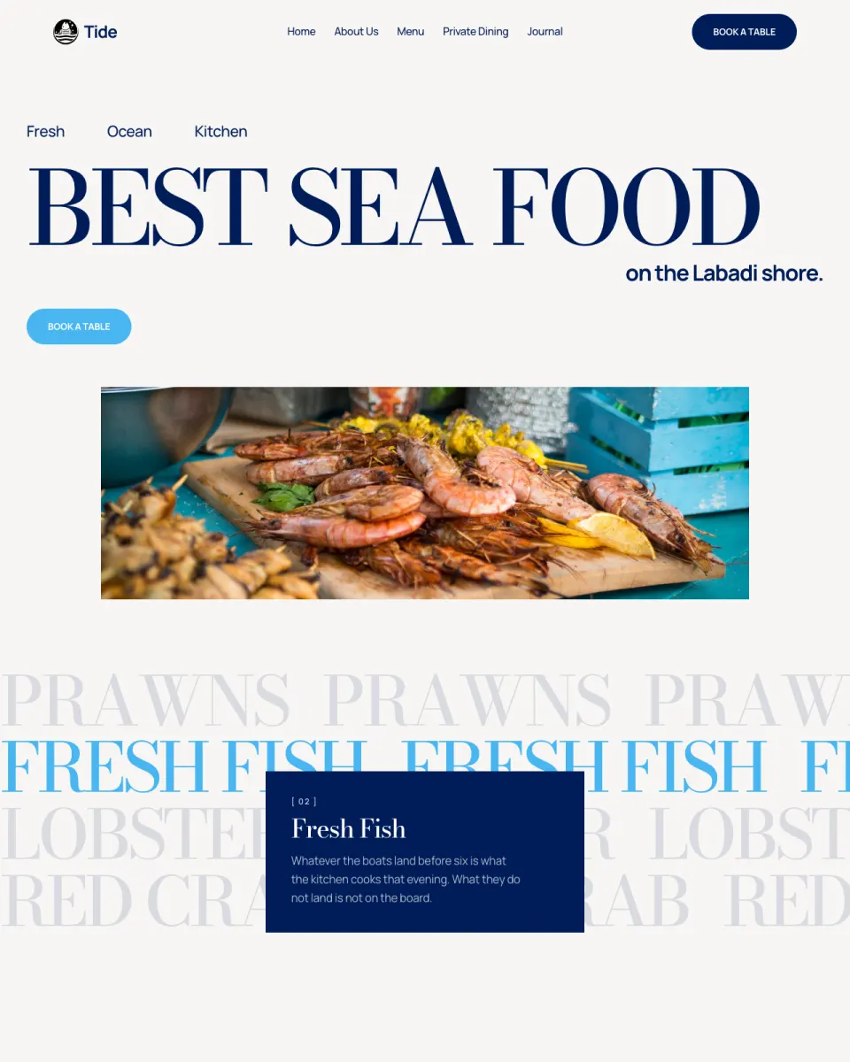 Tide, a restaurants & food website design