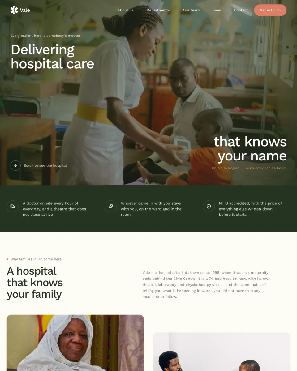 Vale, a health & wellness website design